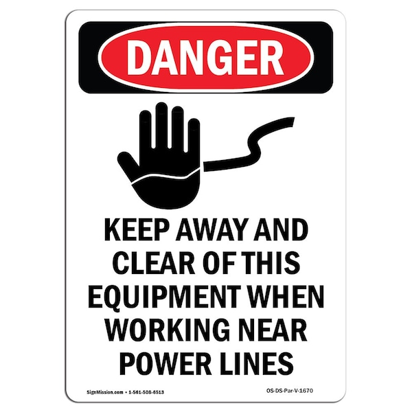 Safety Sign, OSHA Danger, 24" Height, Aluminum, Keep Away And Clear, Portrait